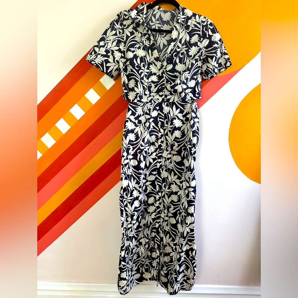 COPY - Old navy size small TALL blue floral print dress with cutouts